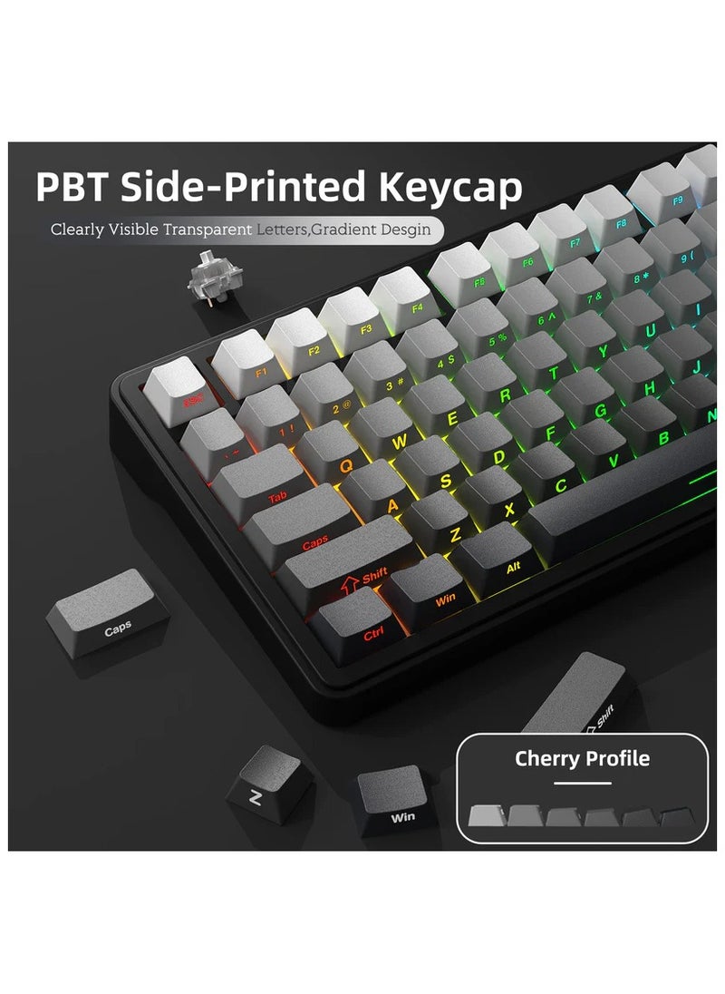 Attack Shark - ATTACK SHARK X85 Mechanical Gaming Keyboard White Jade Switch Gasket Mount Linear Side Engraved PBT Cherry Key Cap RGB 3 Connection Modes 2.4G / Bluetooth / USB-C Wireless, Wireless Hot-Swap, - Image 1