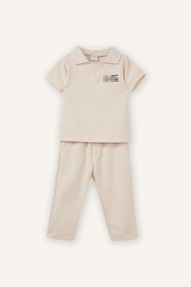 DeFacto Beige BabyBoy 2 piece Regular Fit Slogan Set Casual - Image 1