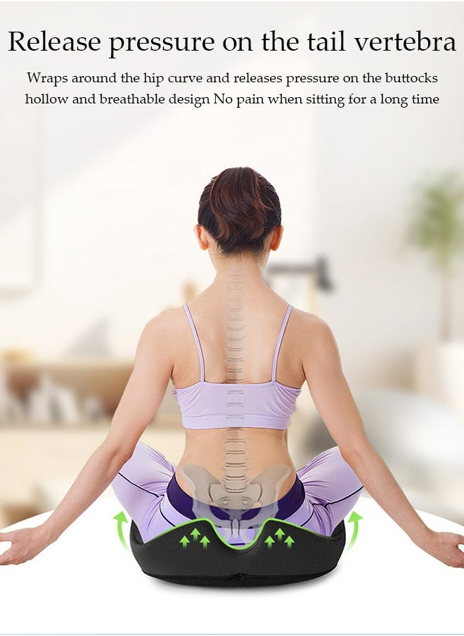 Seat Cushion，Memory Foam Non Slip Chair Cushion，Multi Functional Waist Protection Cushion,Comfortable and Breathable，Removable and Washable，Suitable for Pregnancy, Hemorrhoids, Postpartum, Sciatica，Driving,Work and Home Using,42*42*12CM