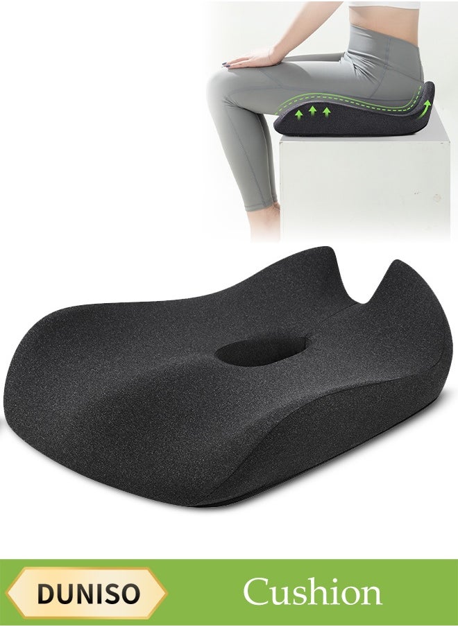 DUNISO Seat Cushion，Memory Foam Non Slip Chair Cushion，Multi Functional Waist Protection Cushion,Comfortable and Breathable，Removable and Washable，Suitable for Pregnancy, Hemorrhoids, Postpartum, Sciatica，Driving,Work and Home Using,42*42*12CM  - Image 1