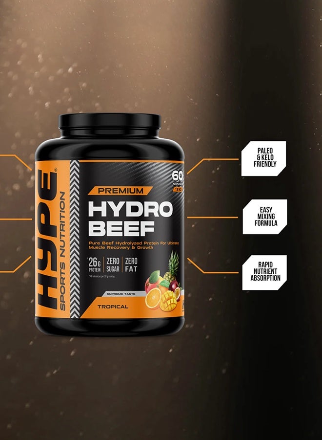 Hype HYDRO BEEF Protein Powder TROPICAL 1.8kg | for Muscle & Joint Support - Image 4