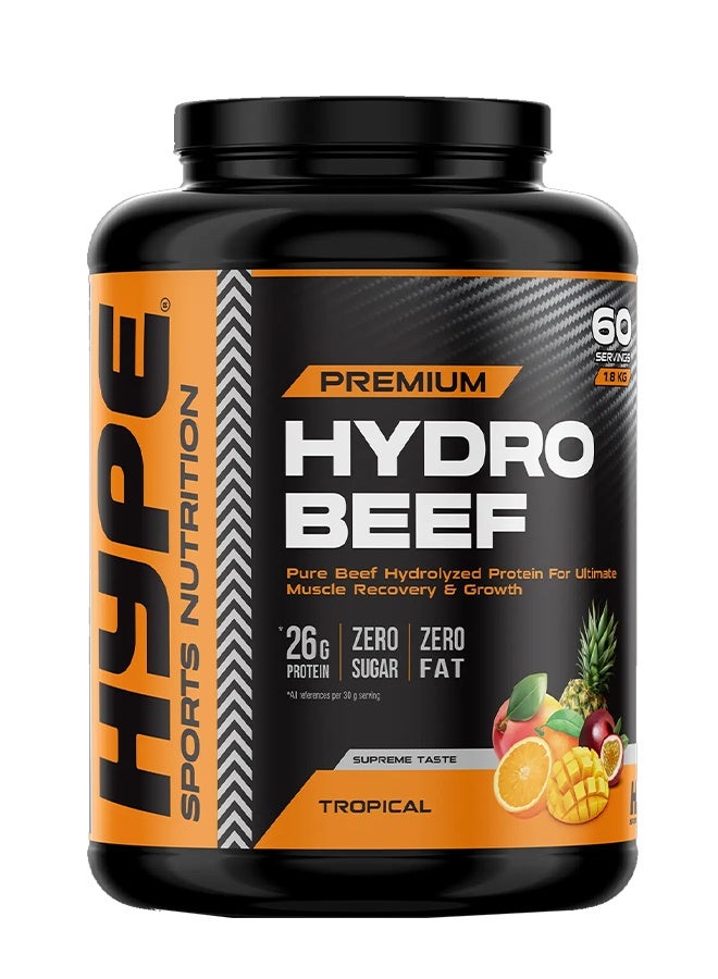 Hype HYDRO BEEF Protein Powder TROPICAL 1.8kg | for Muscle & Joint Support - Image 1