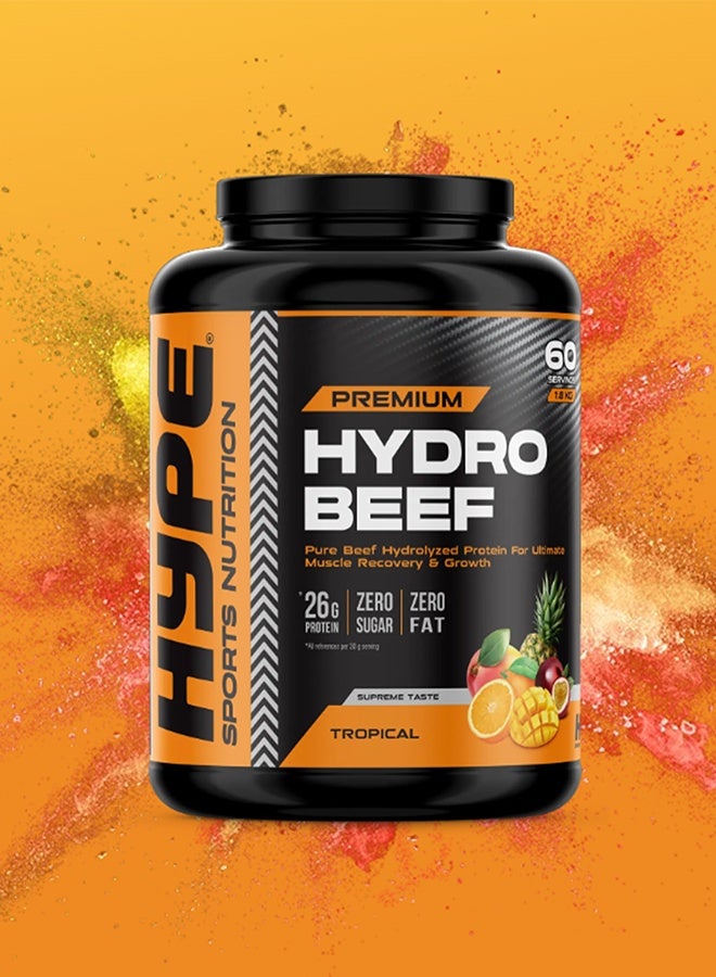 Hype HYDRO BEEF Protein Powder TROPICAL 1.8kg | for Muscle & Joint Support - Image 3