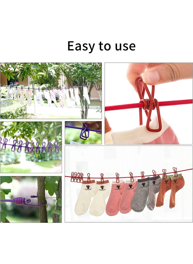 Perpetual Perpetual Cloth Drying Rope with Hooks Elastic Cloth Hanging Rope for Cloth Drying with 12 Clips Cloth Rope for Drying Clothes for Travel Home Outdoor Kapde Sukhane ki Rassi Wire Pack 1  - Image 3