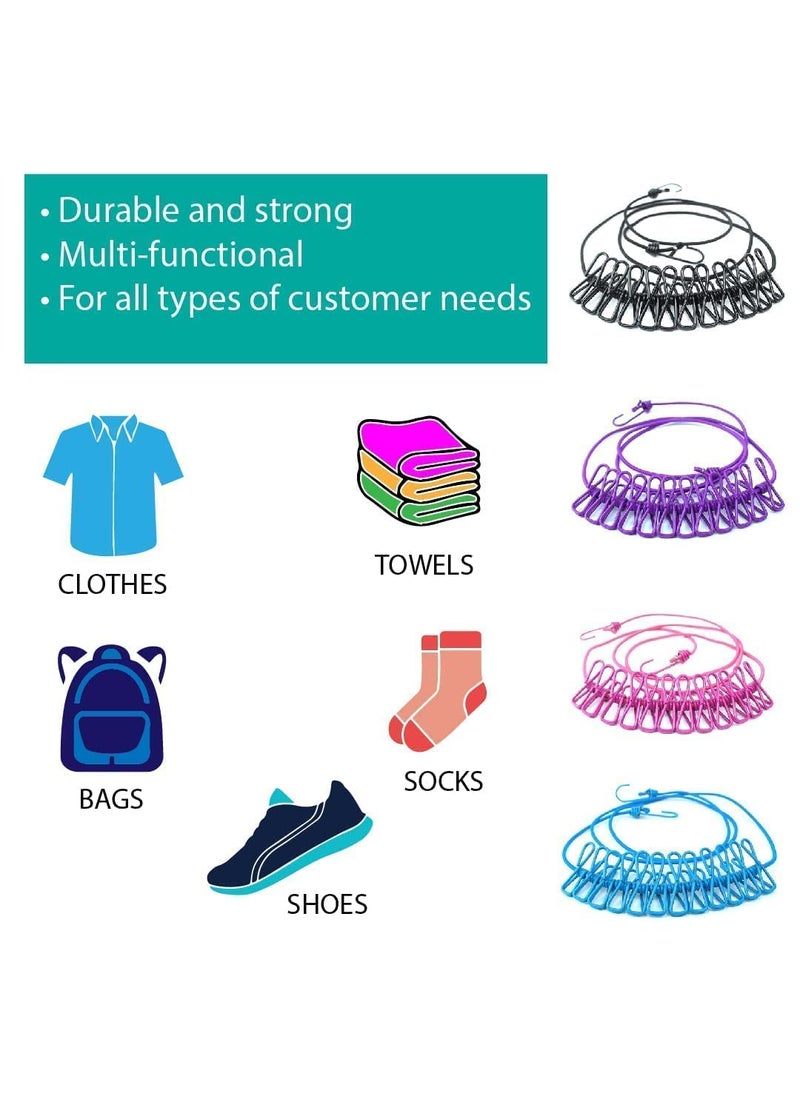 Perpetual Perpetual Cloth Drying Rope with Hooks Elastic Cloth Hanging Rope for Cloth Drying with 12 Clips Cloth Rope for Drying Clothes for Travel Home Outdoor Kapde Sukhane ki Rassi Wire Pack 1  - Image 5