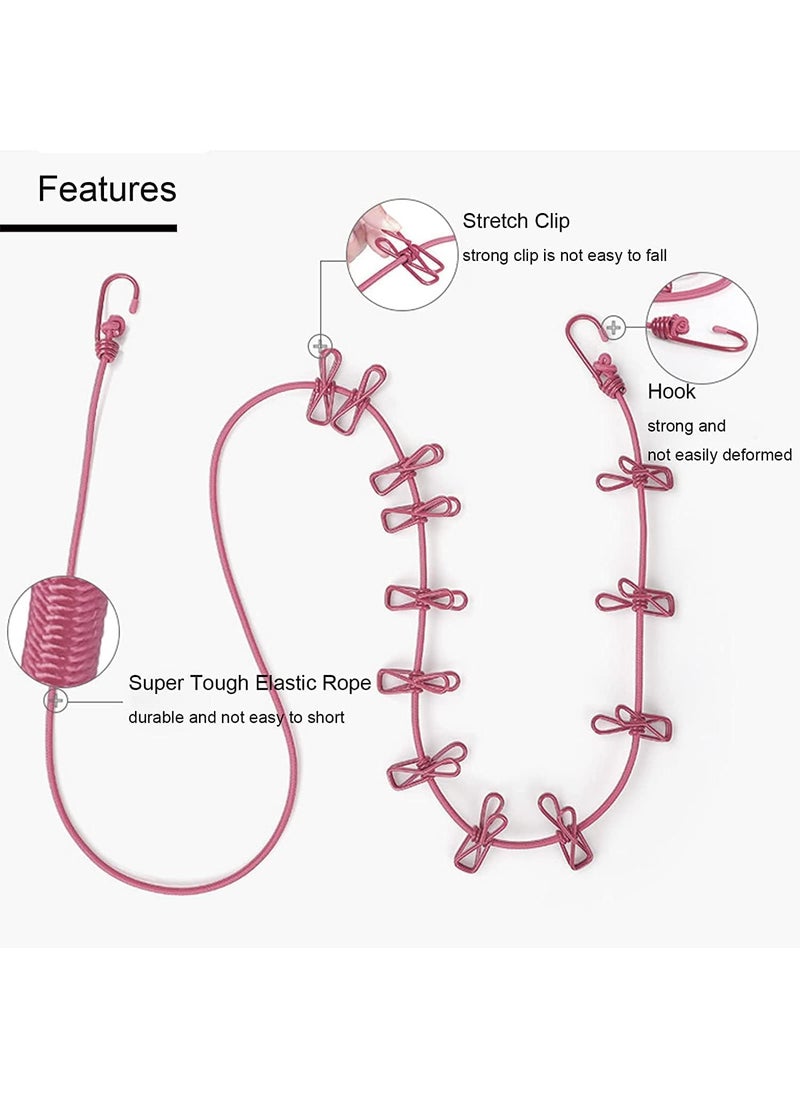 Perpetual Perpetual Cloth Drying Rope with Hooks Elastic Cloth Hanging Rope for Cloth Drying with 12 Clips Cloth Rope for Drying Clothes for Travel Home Outdoor Kapde Sukhane ki Rassi Wire Pack 1  - Image 2