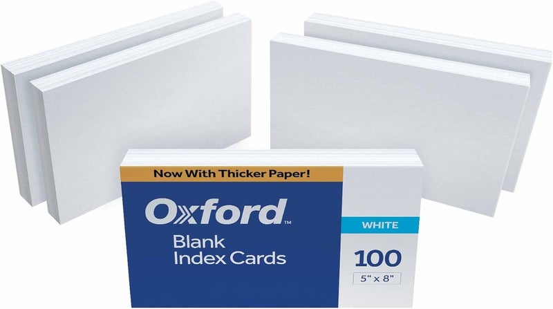 Oxford بطاقات فهرسة فارغة من أوكسفورد، 5" × 8"، بيضاء، 500 قطعة (5 عبوات من 100) - Image 1