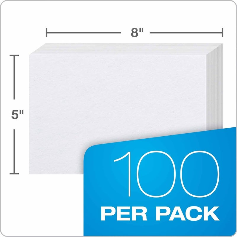 Oxford بطاقات فهرسة فارغة من أوكسفورد، 5" × 8"، بيضاء، 500 قطعة (5 عبوات من 100) - Image 3