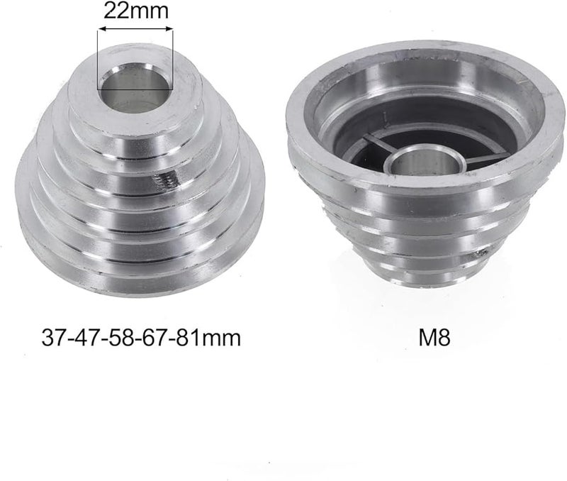 Pagoda 5 Step Aluminum Pulley Wheel 22mm Bore for V Belt Timing Belt Drill Press - Image 3