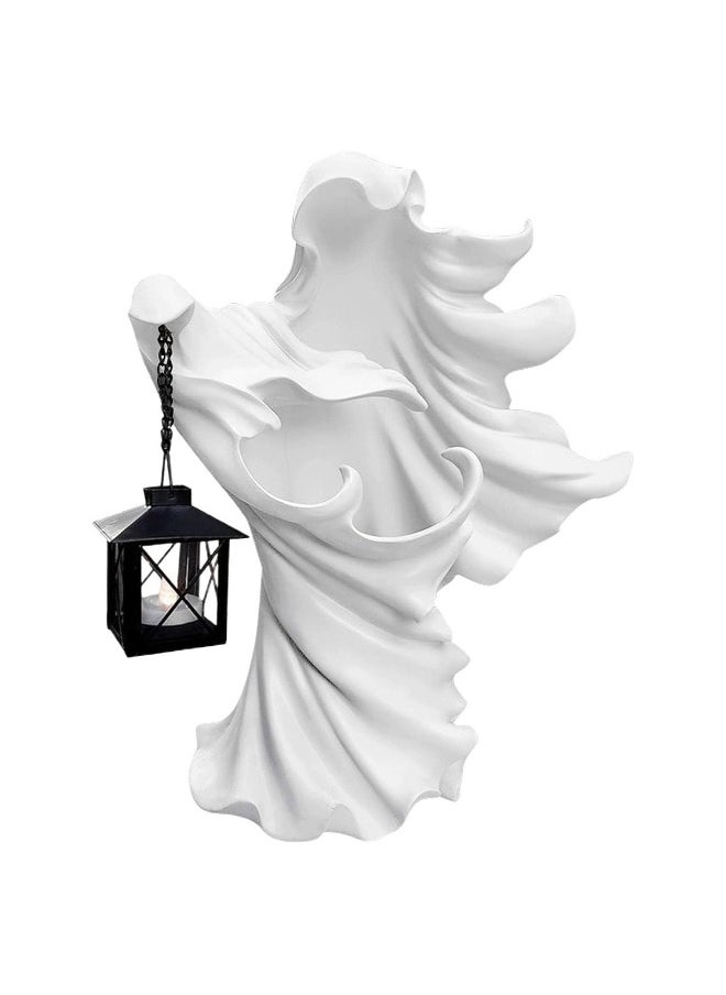 Generic Messenger with Lantern, Witch Ghoul Lamp, Witch Resin Sculpture Decoration Ghost Statue Decoration, Garden Decoration, Gift Props, White  - Image 1