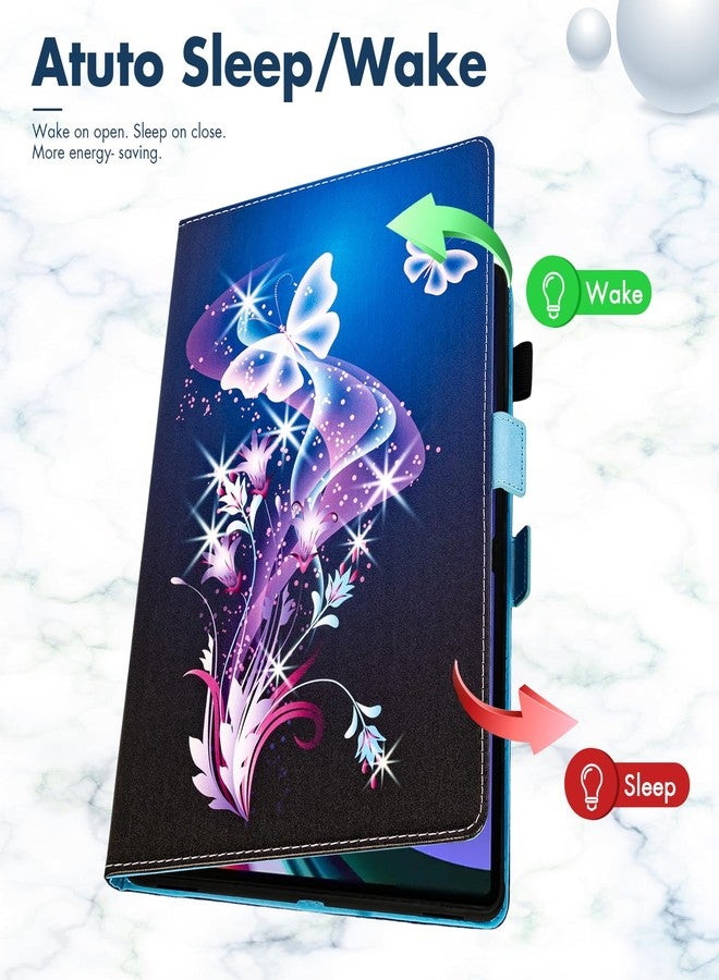 Dteck for Samsung Galaxy Tab S10+ Plus 2024/S9+ Plus 2023/S8 Plus 2022/S7 FE 2021/S7 Plus 2020 Case with S Pen Holder,Shockproof Stand Smart Folio Protective Auto Sleep/Wake Cover,Purple Butterfly - Image 2