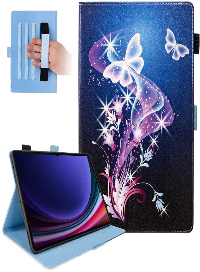 Dteck for Samsung Galaxy Tab S10+ Plus 2024/S9+ Plus 2023/S8 Plus 2022/S7 FE 2021/S7 Plus 2020 Case with S Pen Holder,Shockproof Stand Smart Folio Protective Auto Sleep/Wake Cover,Purple Butterfly - Image 1