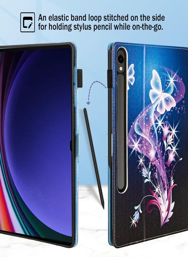 Dteck for Samsung Galaxy Tab S10+ Plus 2024/S9+ Plus 2023/S8 Plus 2022/S7 FE 2021/S7 Plus 2020 Case with S Pen Holder,Shockproof Stand Smart Folio Protective Auto Sleep/Wake Cover,Purple Butterfly - Image 4