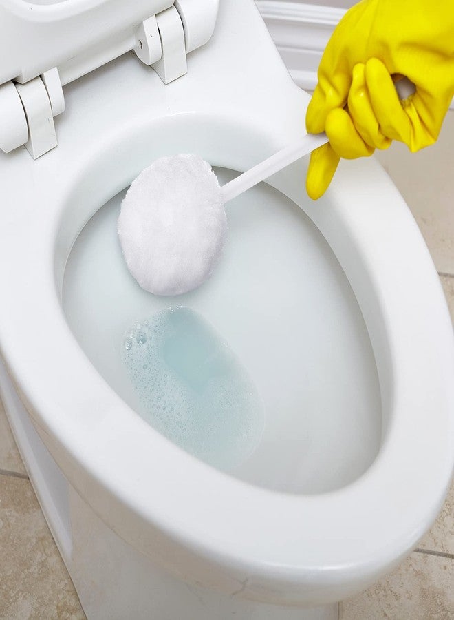 Eaasty فرشاة مرحاض Eaasty 12 حزمة مع مقبض بلاستيكي طويل، مسحات بيضاء ناعمة للتخلص منها، منظفات مرحاض بممسحة مع فرشاة قطن حريري للحمام، 11 × 4.3 بوصة - Image 2