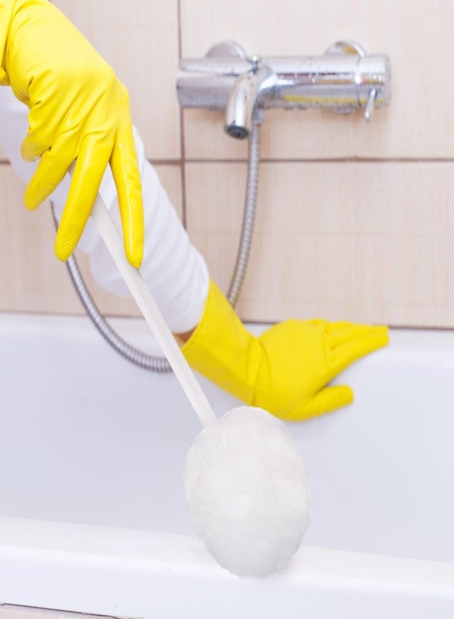 Eaasty فرشاة مرحاض Eaasty 12 حزمة مع مقبض بلاستيكي طويل، مسحات بيضاء ناعمة للتخلص منها، منظفات مرحاض بممسحة مع فرشاة قطن حريري للحمام، 11 × 4.3 بوصة - Image 3