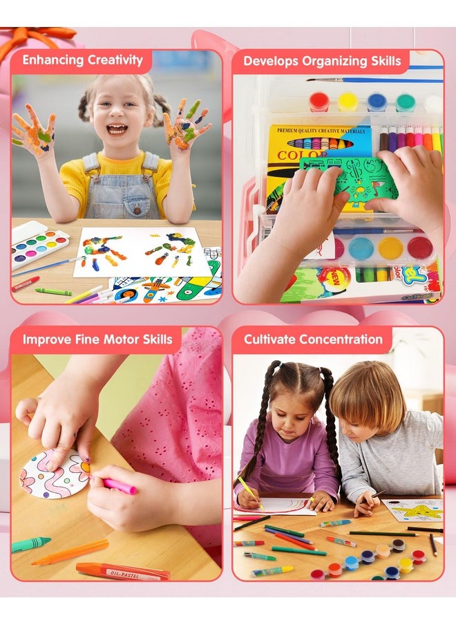 D-FantiX - Art Supplies For Kids, 187Pcs Drawing Kit Art Set With Pink Art Supply Storage Organizer, Painting Arts And Crafts For Kids Teens Beginners, 3 4 5 6 7 8-12 Year Old Girl Gifts Ideas - Image 1