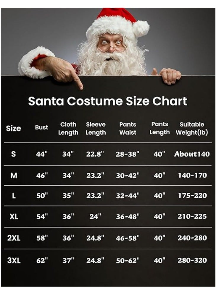 CCOVERY Christmas Santa Claus Costume with Beards Santa Suit Adult Men,Deluxe Santa Outfit Set Professional Santa Costumes,Velvet Complete Santa Suits - Image 2