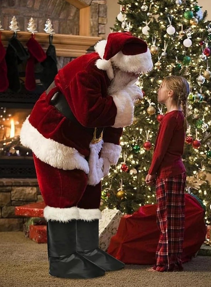 CCOVERY Christmas Santa Claus Costume with Beards Santa Suit Adult Men,Deluxe Santa Outfit Set Professional Santa Costumes,Velvet Complete Santa Suits - Image 5