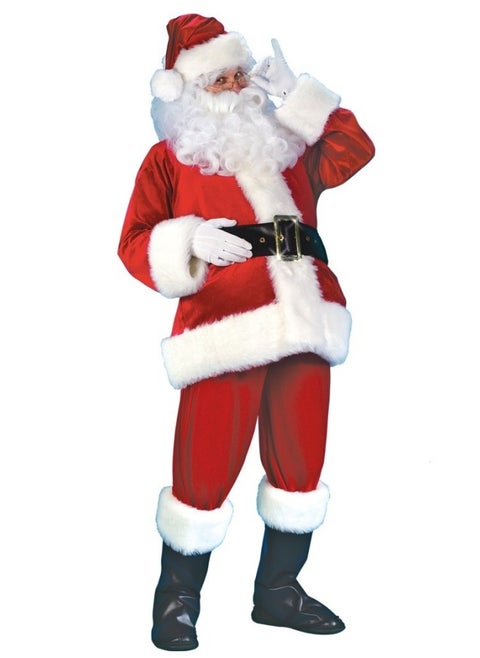 Men Christmas Santa Claus Adult Costume Deluxe Velvet Suit 7Pcs
