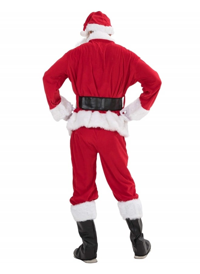 Men Christmas Santa Claus Adult Costume Deluxe Velvet Suit 7Pcs