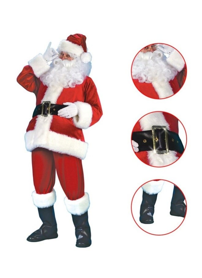 Men Christmas Santa Claus Adult Costume Deluxe Velvet Suit 7Pcs