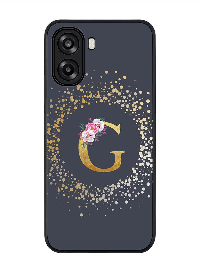 Stylizedd For Oppo A6t 5G / A6t 4G Case,Slim fit Camera Protection, Shockproof Thin Phone cover  - Custom Monogram Floral - G  (Grey ) - Image 1