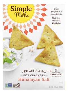 Simple Mills Veggie Flour Pita Crackers Himalayan Salt 4.25 oz (120 g) 