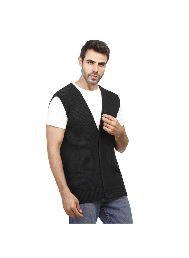 كوب كنزة رجالية عصرية مقاس  - أسود