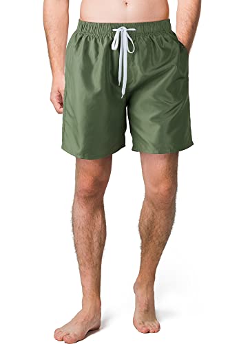 Scotamalone Mens Swim Trunks, Quick Dry Swimming Shorts 7 Inch with Mesh Lining for Swimwear, Bathing Suits Army Green - Image 1