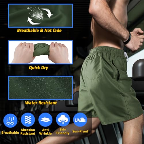 Scotamalone Mens Swim Trunks, Quick Dry Swimming Shorts 7 Inch with Mesh Lining for Swimwear, Bathing Suits Army Green - Image 2