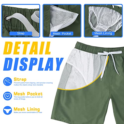 Scotamalone Mens Swim Trunks, Quick Dry Swimming Shorts 7 Inch with Mesh Lining for Swimwear, Bathing Suits Army Green - Image 3