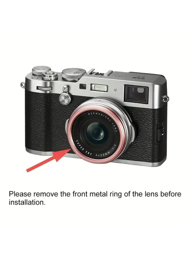 49mm فلتر متوافق مع مجموعة محول غطاء عدسة سبائك الألومنيوم لسلسلة Fujifilm X100 أسود - Image 3