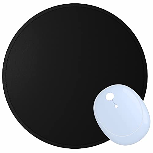 Dapesuom Round Mouse Pad, 8.7 x 8.7 Inch Premium-Textured Washable Non-Slip Rubber Base Cute Small Mouse Mat with Stitched Edge for Women Wireless Computer Laptop Gaming Desk Accessories, Black - Image 1