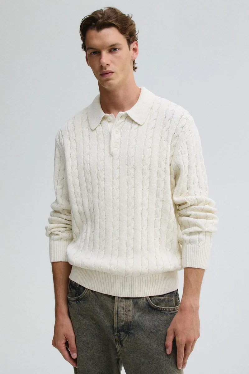 اتش اند ام كنزة بولو محبوكة بقصّة عادية