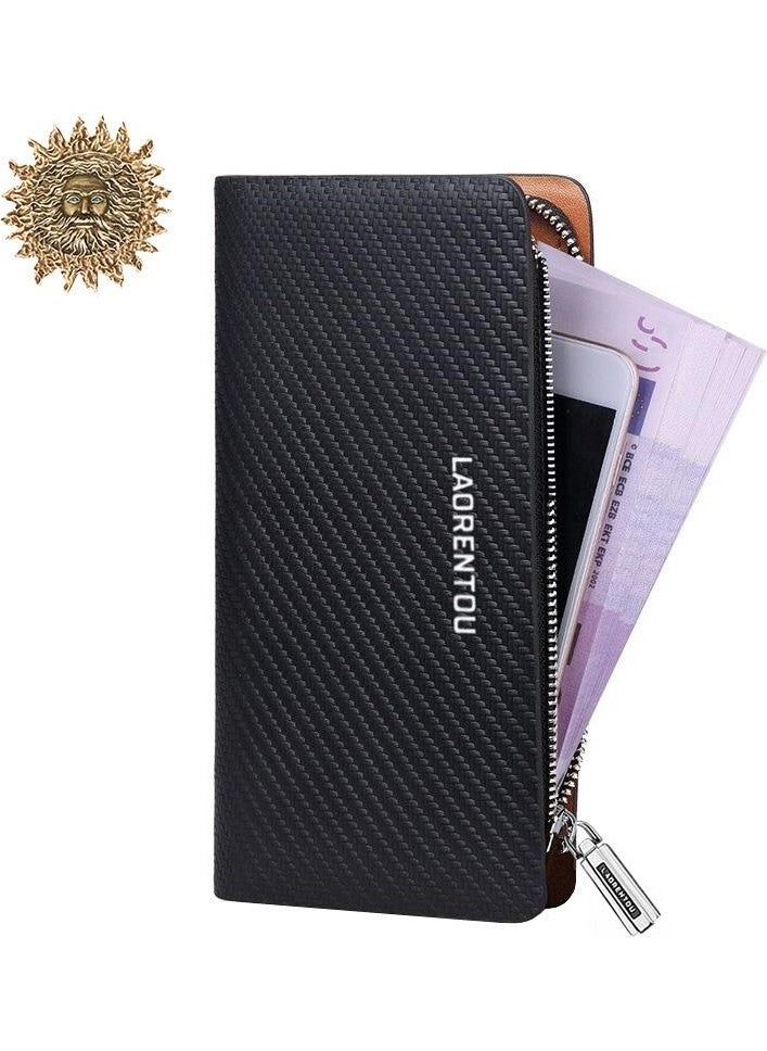 LAORENTOU - Valdone Zippered Genuine Leather Italian Made Toscana Patterned Long Men's Wallet - Card Holder - Image 1