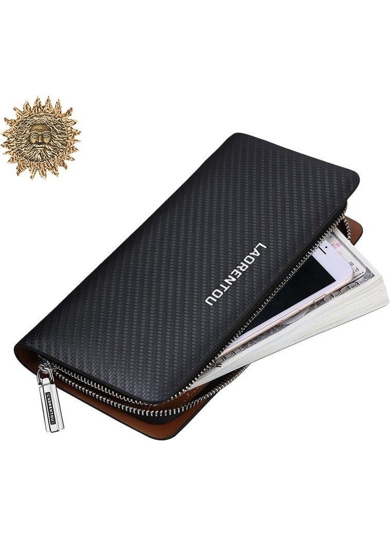 LAORENTOU - Valdone Zippered Genuine Leather Italian Made Toscana Patterned Long Men's Wallet - Card Holder - Image 1