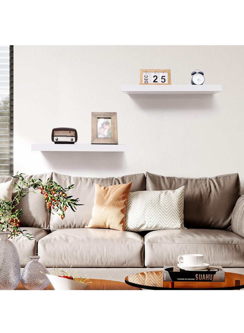 DubaiGallery Floating Shelves Wall Mounted,Wood Wall Floating Storage Shelves,White Wall Shelf Sets,Wall Shelves for Decor and Display,Be Used for Kitchen, Bathroom,Living Room, Bedroom and More  - Image 4
