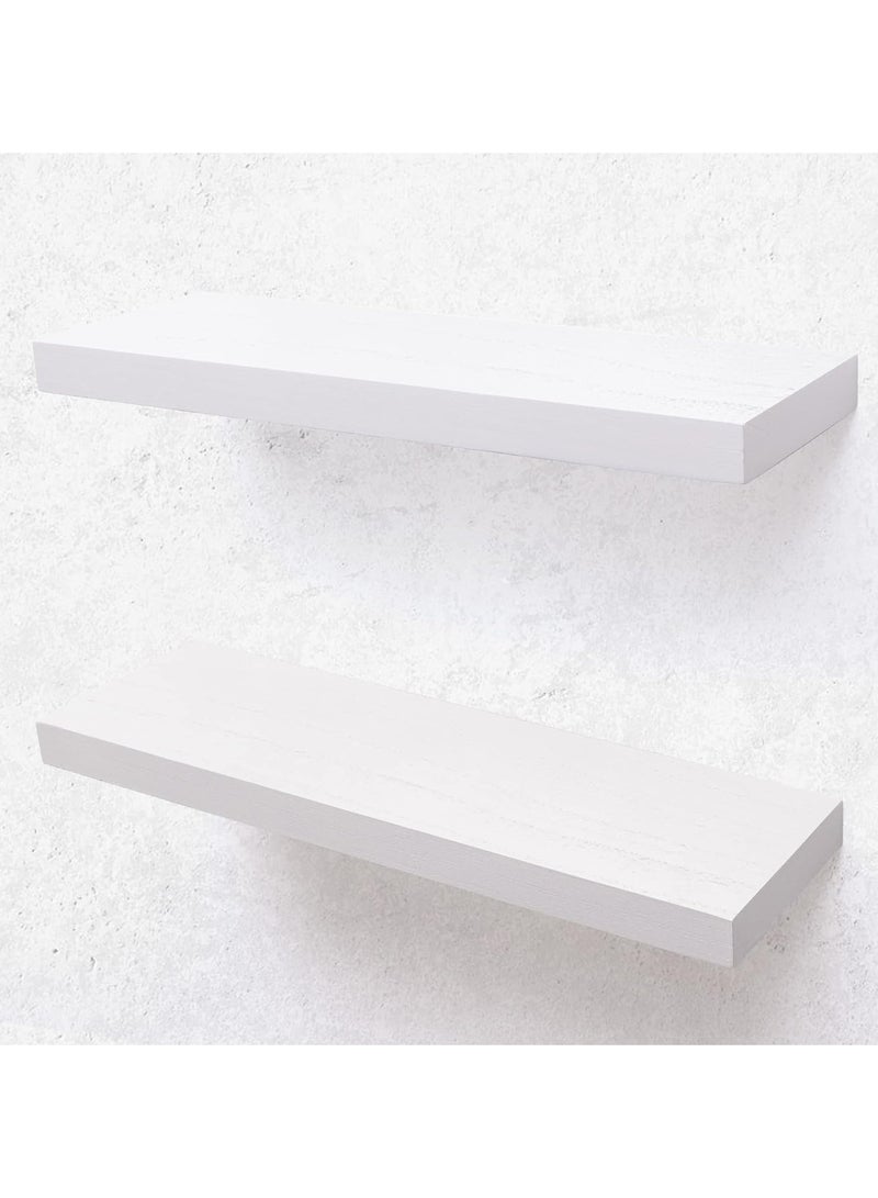 DubaiGallery Floating Shelves Wall Mounted,Wood Wall Floating Storage Shelves,White Wall Shelf Sets,Wall Shelves for Decor and Display,Be Used for Kitchen, Bathroom,Living Room, Bedroom and More  - Image 2