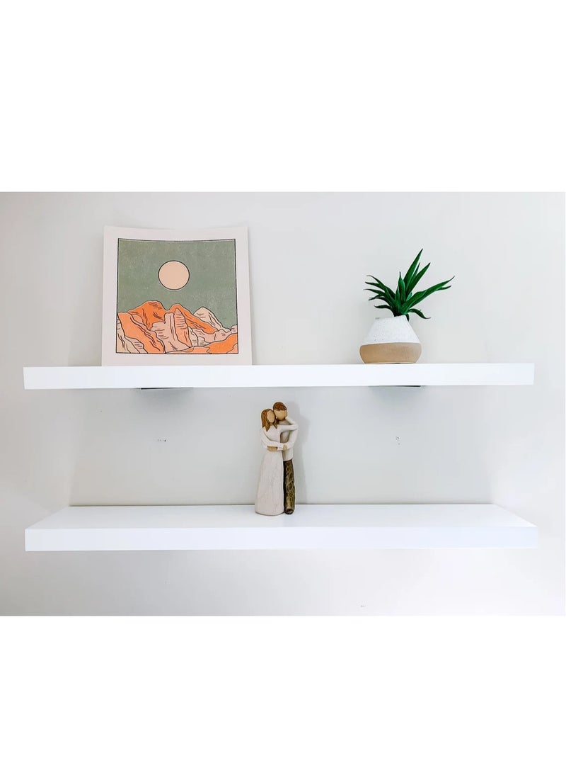 DubaiGallery Floating Shelves Wall Mounted,Wood Wall Floating Storage Shelves,White Wall Shelf Sets,Wall Shelves for Decor and Display,Be Used for Kitchen, Bathroom,Living Room, Bedroom and More  - Image 1