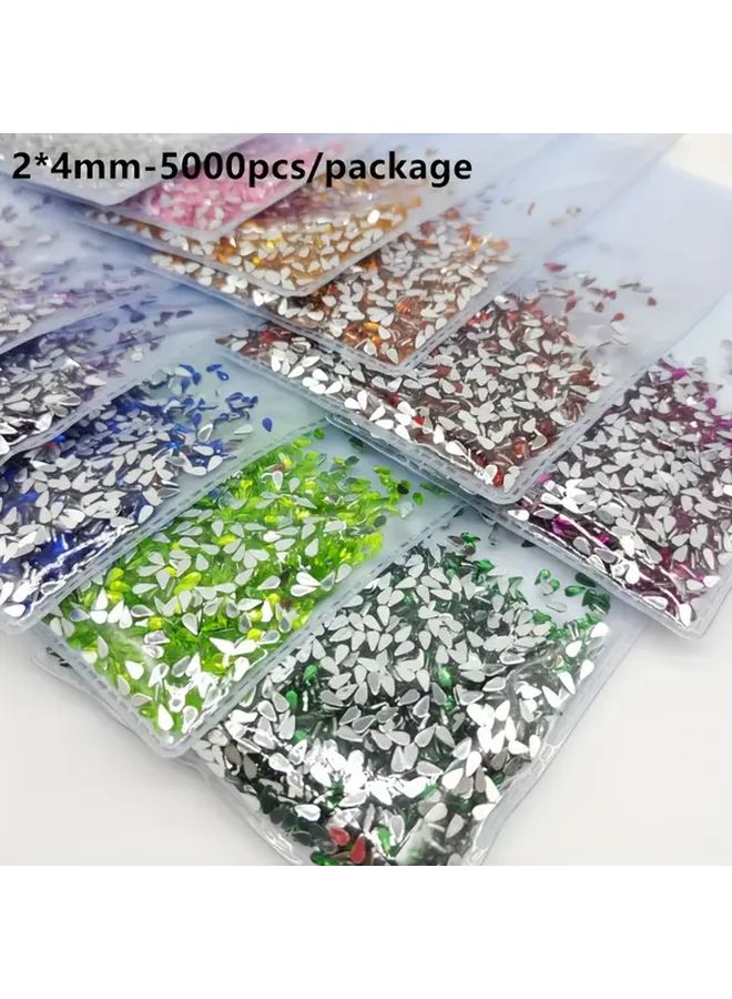 Sapphire Color Acrylic Flat Bottom Diamonds 2x4mm 5000 Pcs DIY Nail Art Clothing - Image 1