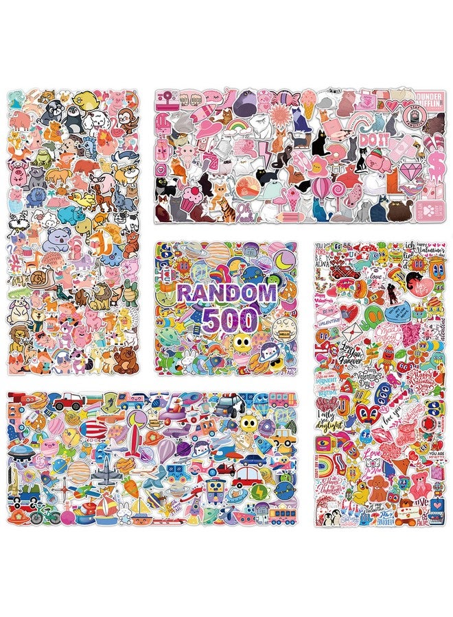 500Pcs Cute Waterproof Stickers, Water Bottle Stickers For Kids, Stickers Pack Random Sticker For Laptop Computer Skateboard Helmet S For Teens Girls Adults
