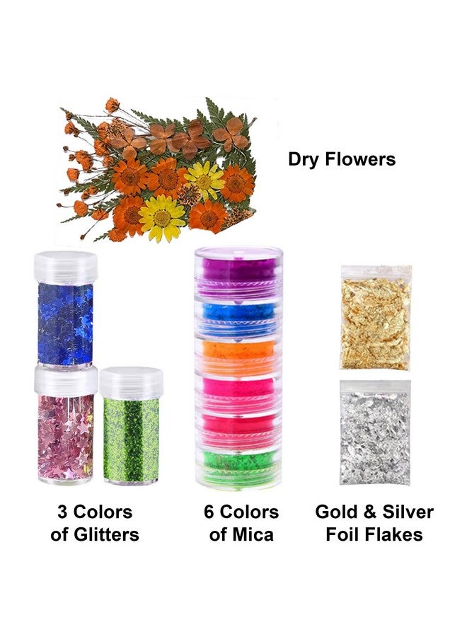 TRENDIKRAFT 116pcs Ultimate All-in-One Resin Art Kit with 5 Silicone Moulds Dried Flowers Epoxy Raisin Materials for Making Alphabet Pendant Keychain Earrings Bookmarks & 4" Coaster for DIY Beginners - Image 4