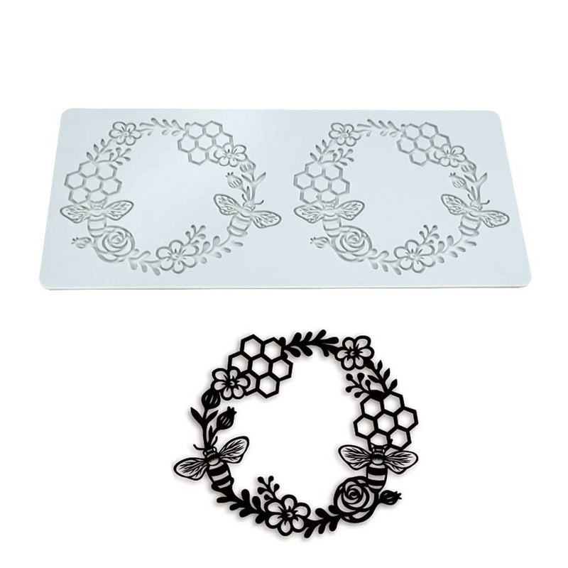 TUKE Silicone Molds 3D Hollow Leaf Chocolate Molds Honeycomb Bee Candy Mold Flower Pattern Fondant Mold Cake Topper Sugar Craft Decoration (L_Bee_10.4 * 4.6 * 0.12inch) - Image 2