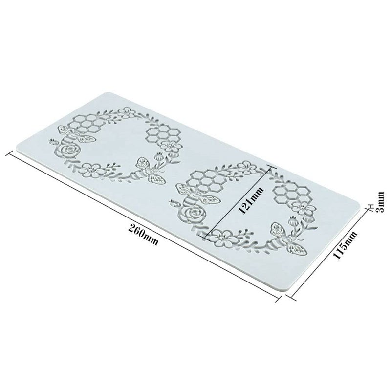 TUKE Silicone Molds 3D Hollow Leaf Chocolate Molds Honeycomb Bee Candy Mold Flower Pattern Fondant Mold Cake Topper Sugar Craft Decoration (L_Bee_10.4 * 4.6 * 0.12inch) - Image 4