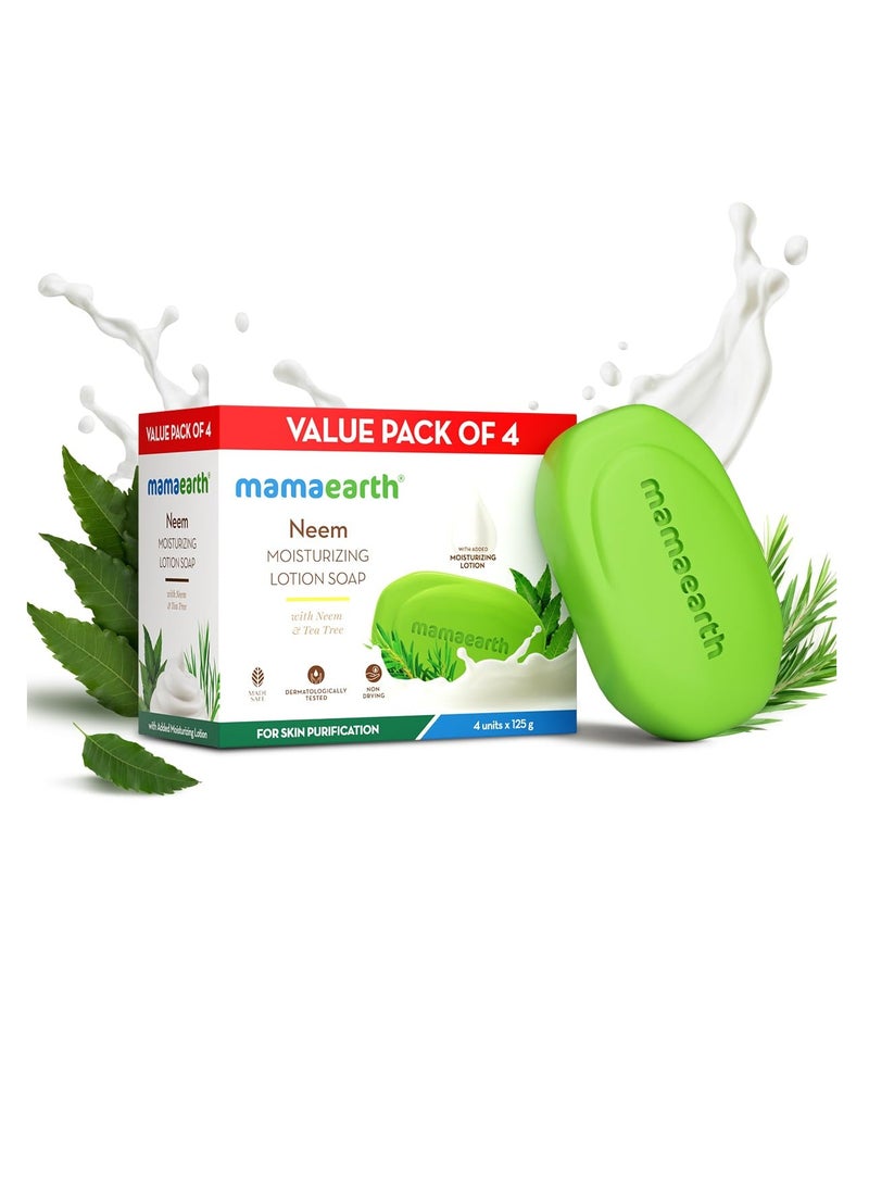 Mamaearth Mamaearth Neem Moisturizing Lotion Soap with Neem and Tea Tree for Skin Purification Value Pack Of 4125 g 4 Units For Skin Protection Soothes Inflammation Deeply Cleanses 76% TFM Grade 1 Soap  - Image 2