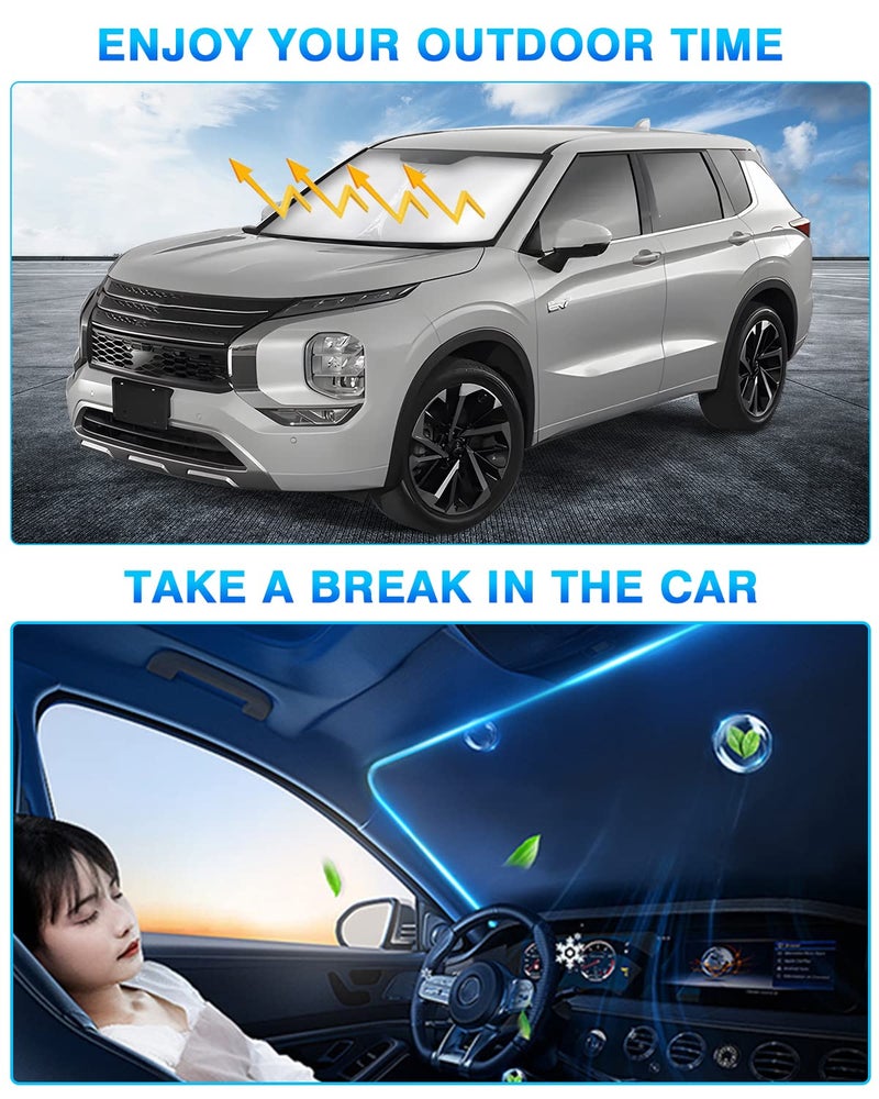 KUST Windshield Sun Shade for Mitsubishi Outlander 2022-2024 2025 2026 Window Shade Sun Visor Cover Foldable Blocks UV Rays Keep Your Car Cooler - Image 5