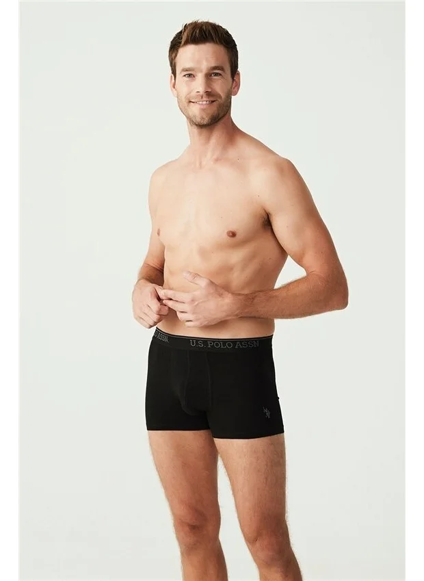 يو اس بولو اسن BASE. Polo Assn. Men's Anthracite Melange - Black 3-Piece Boxer 80304