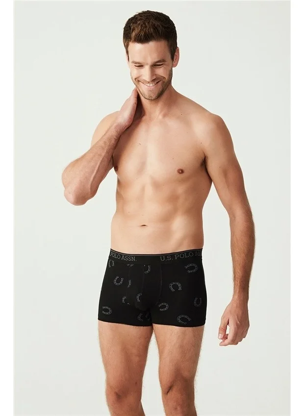 يو اس بولو اسن BASE. Polo Assn. Men's Anthracite Melange - Black 3-Piece Boxer 80304
