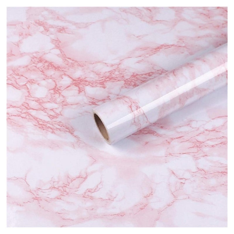 practicalWs 15.7in x 472.4in White/Pink Marble Stick Paper Peel and Stick Countertops Self-Adhesive Vinyl Watertight Wallpaper Great As Cabinets Drawer Shelf Wall Crafts Wall Paper Decorations - Image 1