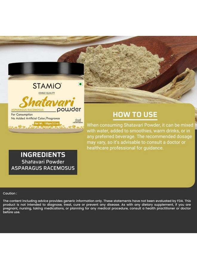 STAMIO Shatavari Root Powder 100 Gm | Asparagus Racemosus | Satavari Kizhangu Podi | Chittamoothi Podi | In Jar 3.53 Oz  - Image 3